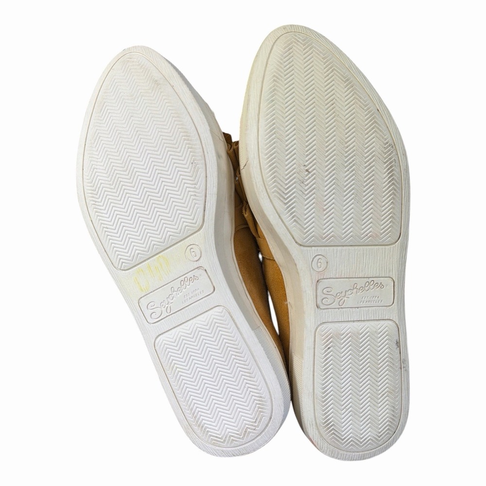Seychelles Quake Mustard Yellow Suede Ruffle Slip On Platform Sneakers Women's 6 - Picture 7 of 10